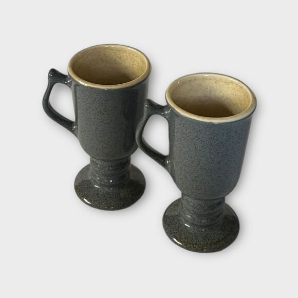 Vintage Hall Made in the USA 1273 Blue Speckled Irish Coffee Mugs Set of 2 - Picture 9 of 16